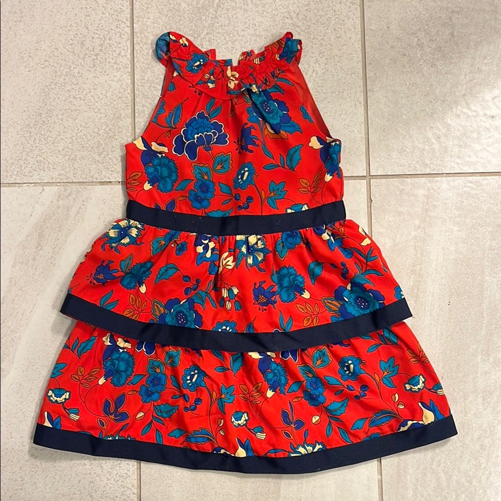 Janie and Jack Floral Red and Blue Kids Dress